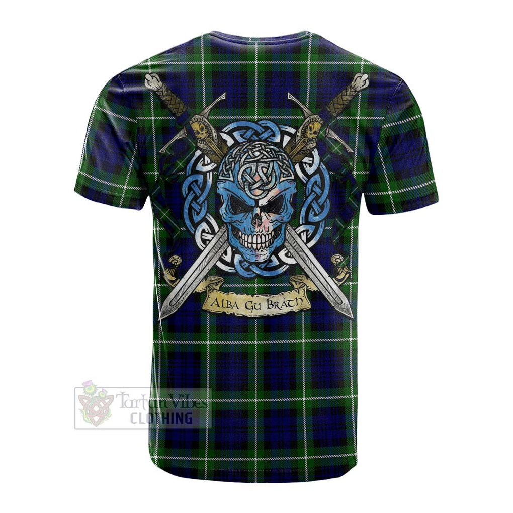 Tartan Vibes Clothing Lammie Tartan Cotton T-shirt with Family Crest Celtic Skull Style