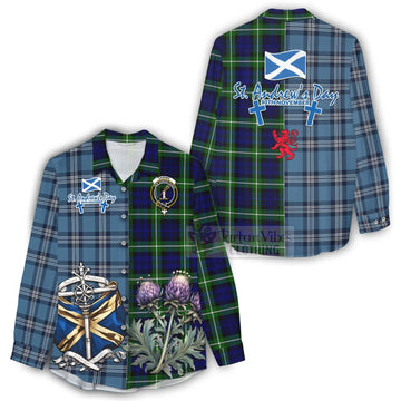 Lammie Tartan Women's Casual Shirt Happy St. Andrew's Day Half Tartan Style