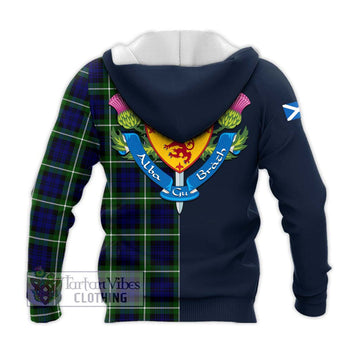 Lammie Tartan Knitted Hoodie Alba with Scottish Lion Royal Arm Half Style