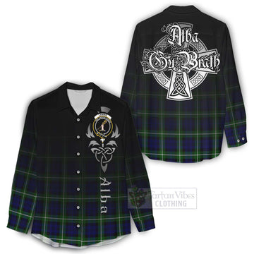 Lammie Tartan Women's Casual Shirt Featuring Alba Gu Brath Family Crest Celtic Inspired