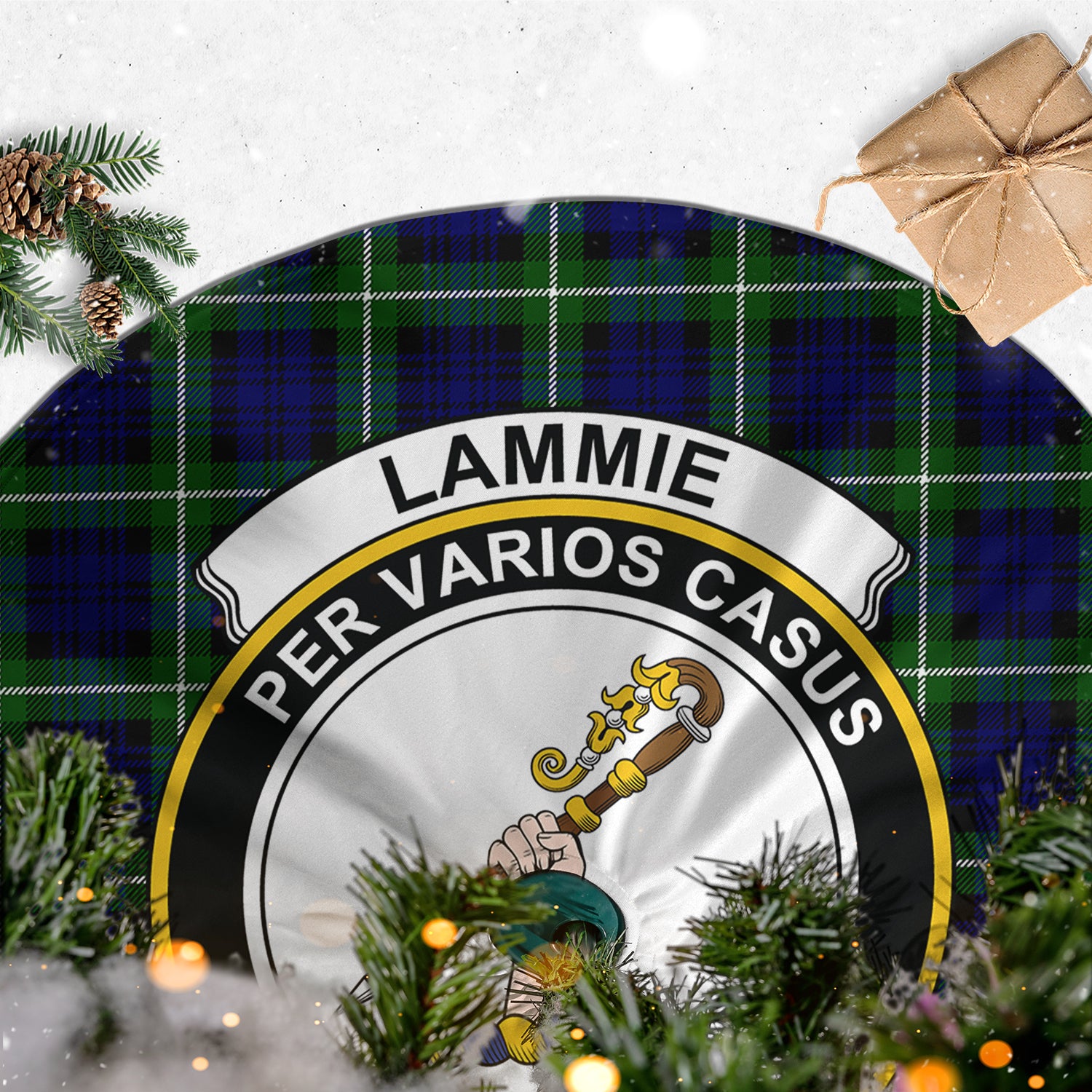 Lammie Tartan Christmas Tree Skirt with Family Crest - Tartanvibesclothing