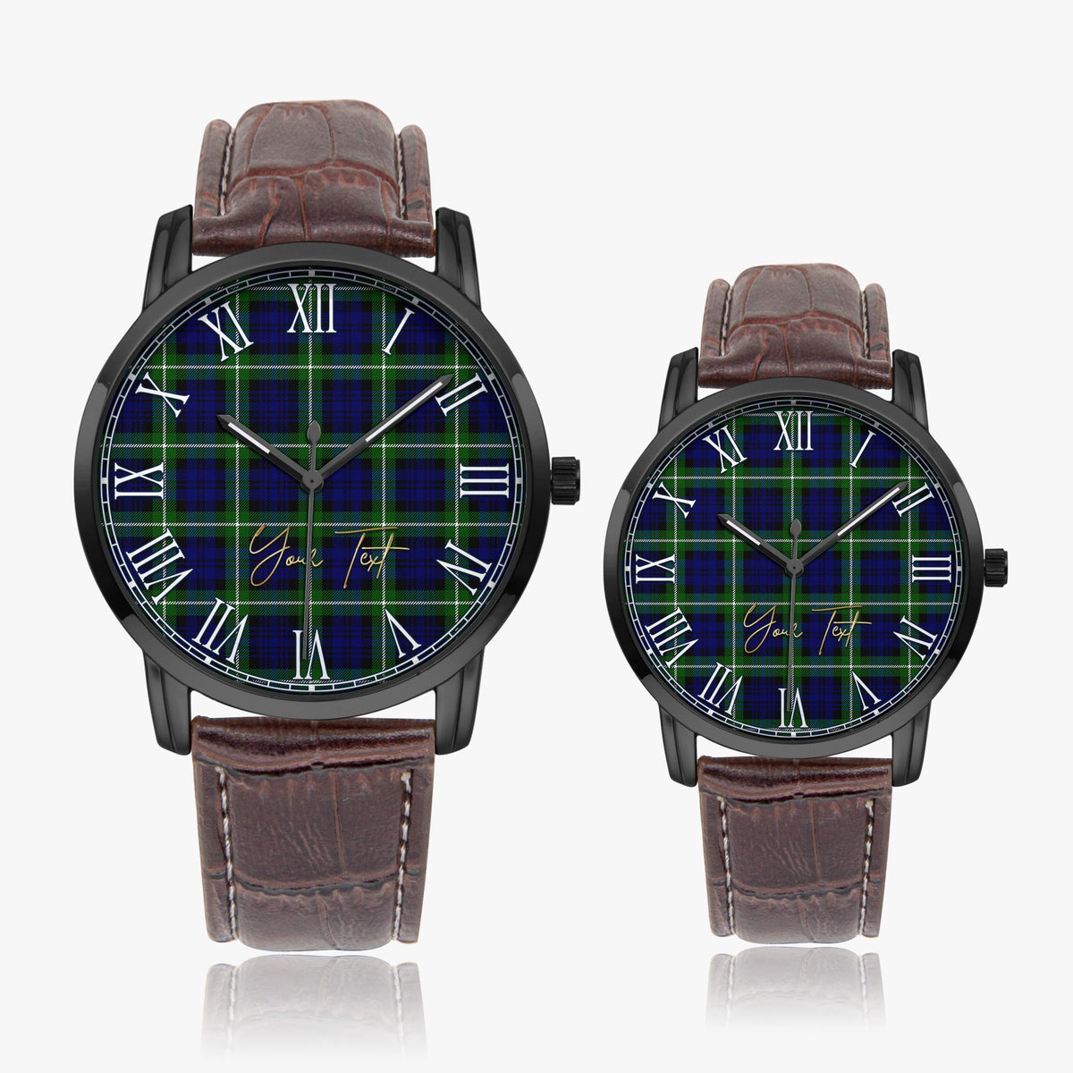 Lammie Tartan Personalized Your Text Leather Trap Quartz Watch - Tartan Vibes Clothing