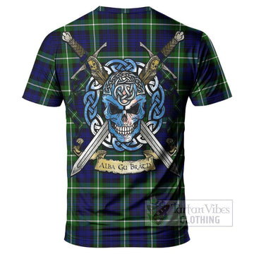 Lammie Tartan T-Shirt with Family Crest Celtic Skull Style