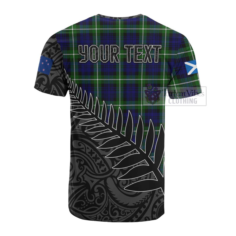 Tartan Vibes Clothing Lammie Crest Tartan Cotton T-shirt with New Zealand Silver Fern Half Style