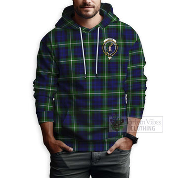 Lammie Tartan Hoodie with Family Crest and Bearded Skull Holding Bottles of Whiskey