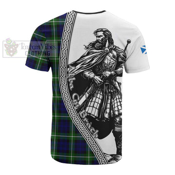 Lammie Tartan Clan Crest Cotton T-shirt with Highlander Warrior Celtic Style