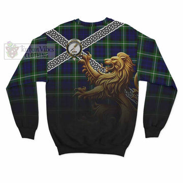 Lammie Crest Tartan Sweatshirt with Golden Lion Emblem Celtic Style - Tartan Vibes Clothing