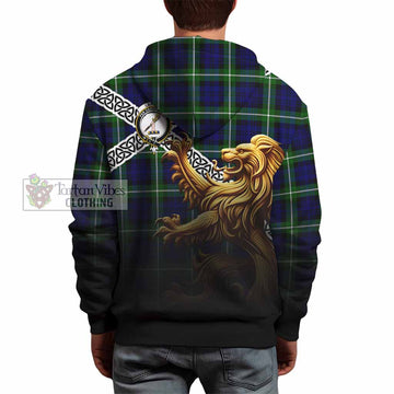 Lammie Crest Tartan Hoodie with Golden Lion Emblem Celtic Style - Tartan Vibes Clothing