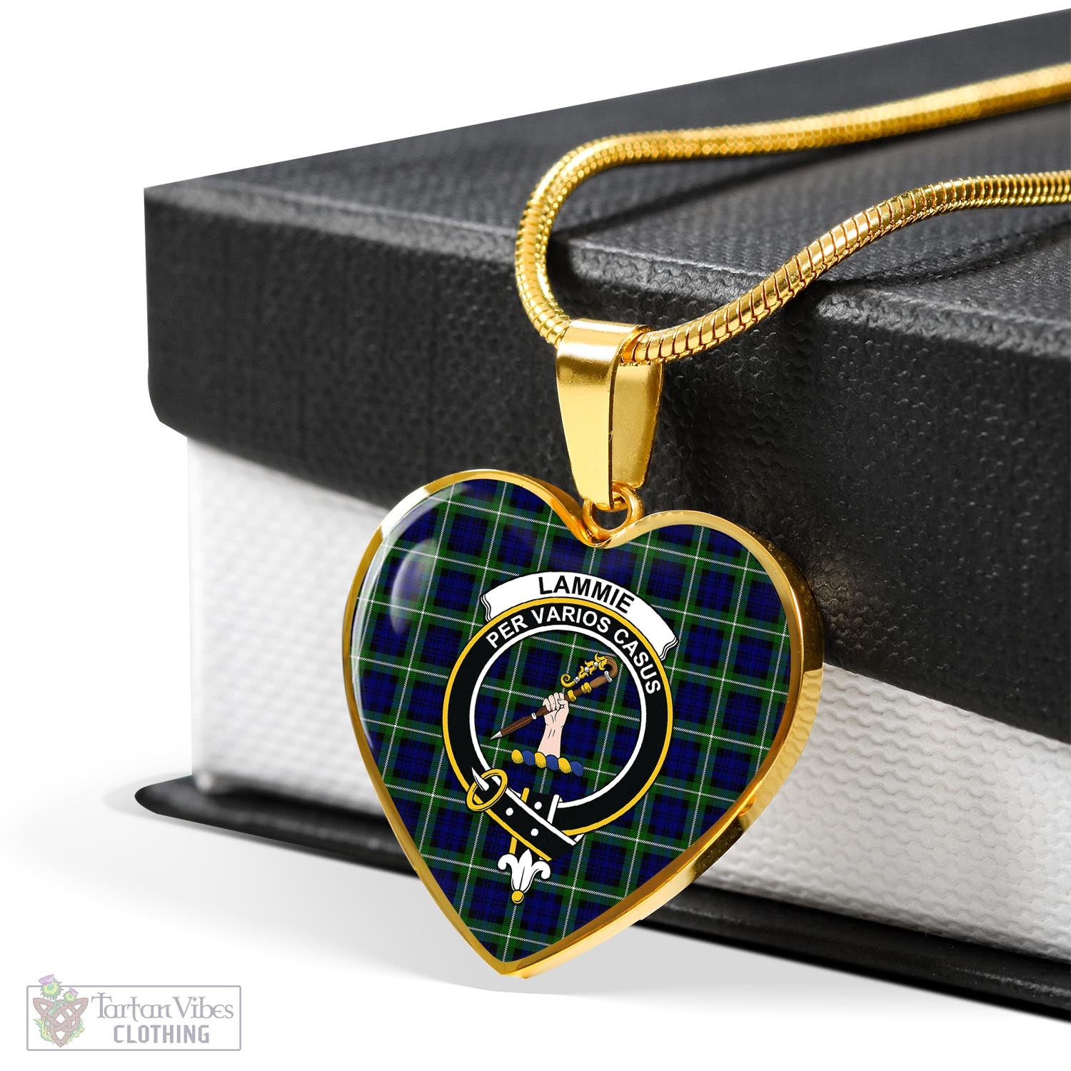 Tartan Vibes Clothing Lammie Tartan Heart Necklace with Family Crest