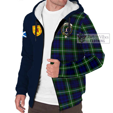 Lammie Tartan Sherpa Hoodie Alba with Scottish Lion Royal Arm Half Style