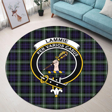 Lammie Tartan Round Rug with Family Crest