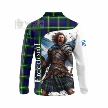 Lammie Crest Tartan Long Sleeve Polo Shirt Inspired by the Freedom of Scottish Warrior