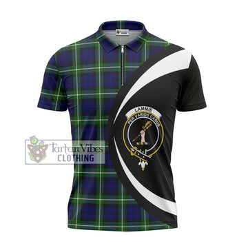 Lammie Tartan Zipper Polo Shirt with Family Crest Circle Style