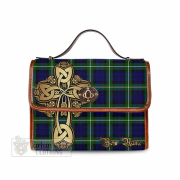 Lammie Tartan Waterproof Canvas Bag Golden Thistle Celtic Cross Style