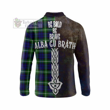 Lammie Tartan Family Crest Long Sleeve Polo Shirt Alba Gu Brath Be Brave Lion Ancient Style - Tartan Vibes Clothing