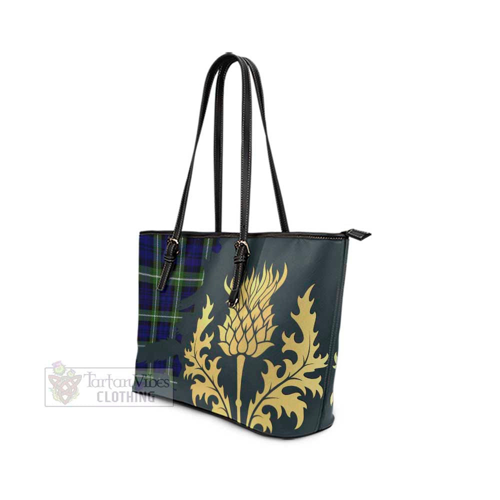 Lammie Tartan Leather Tote Bag Gold Thistle Style - Tartan Vibes Clothing