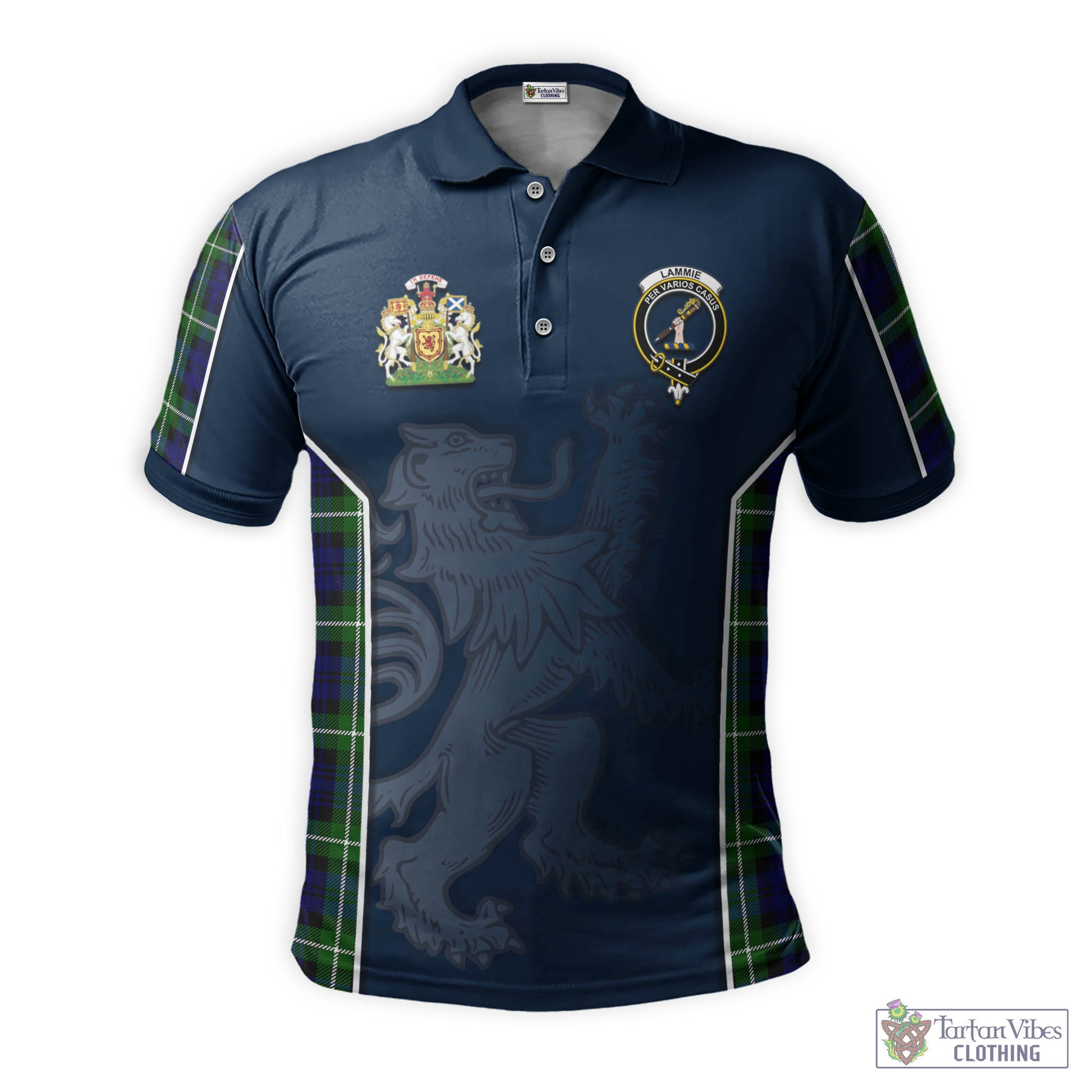 Tartan Vibes Clothing Lammie Tartan Men's Polo Shirt with Family Crest and Lion Rampant Vibes Sport Style