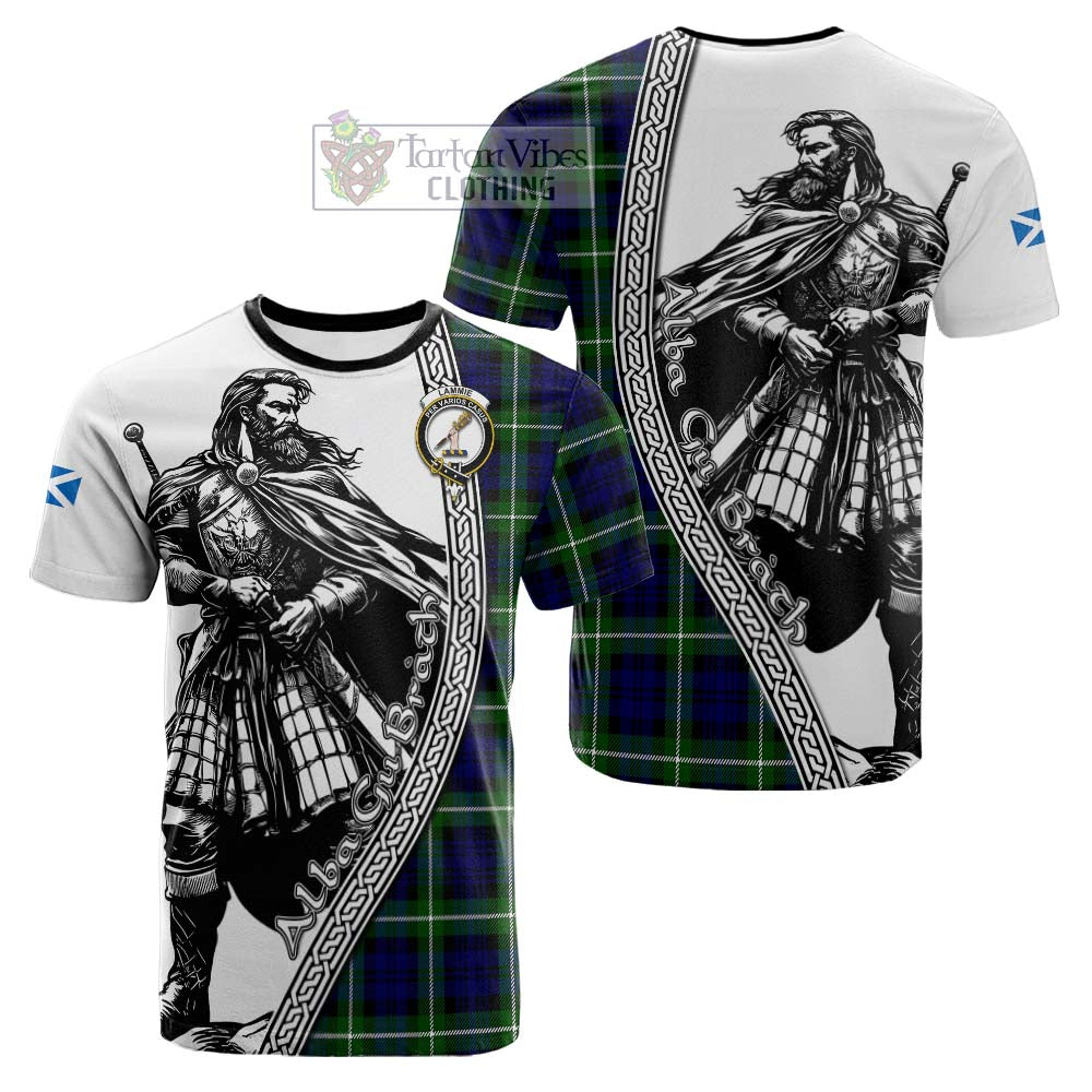 Lammie Tartan Clan Crest Cotton T-shirt with Highlander Warrior Celtic Style