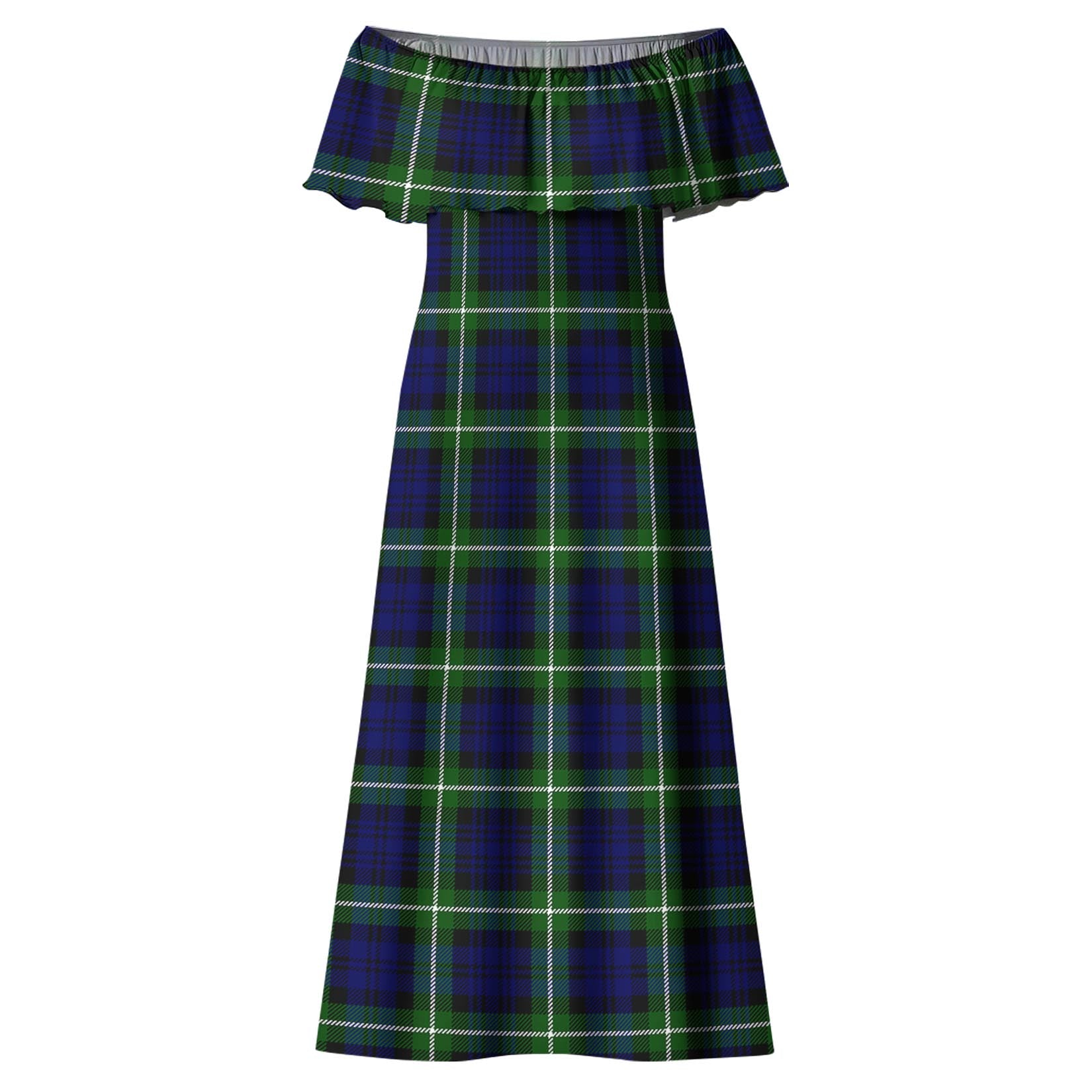 Lammie Tartan Off Shoulder Long Dress - Tartanvibesclothing