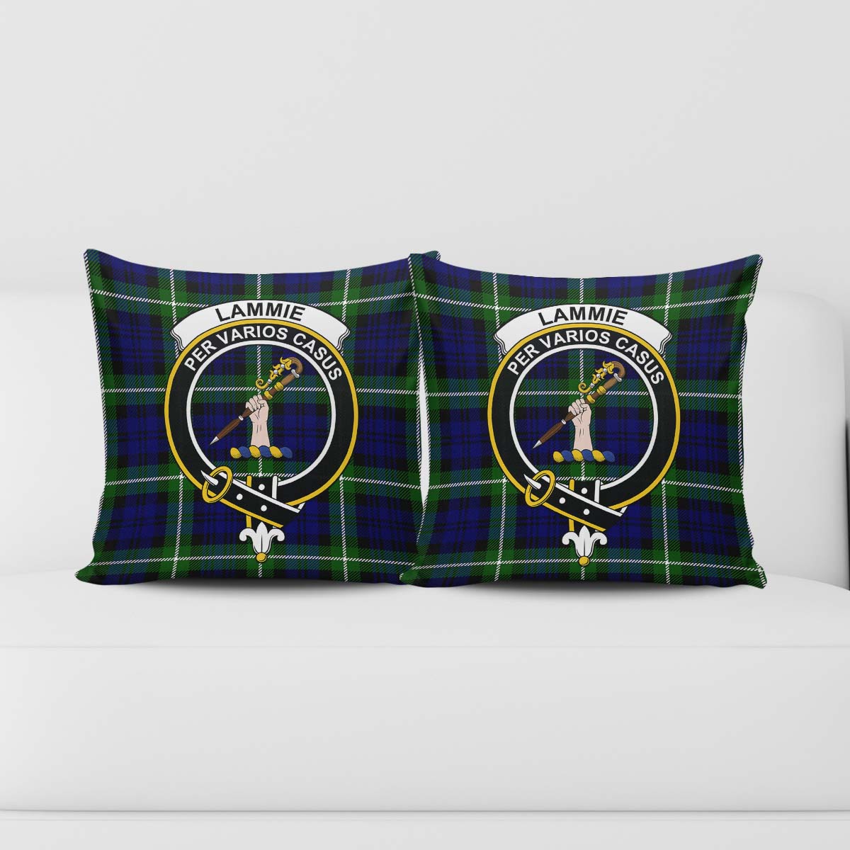 Lammie Tartan Pillow Cover with Family Crest - Tartanvibesclothing