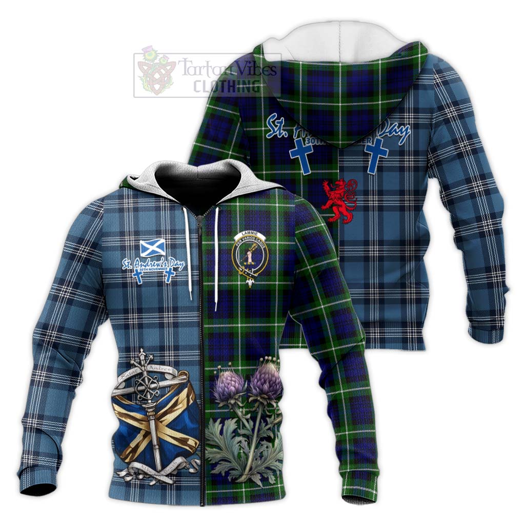 Tartan Vibes Clothing Lammie Tartan Knitted Hoodie Happy St. Andrew's Day Half Tartan Style