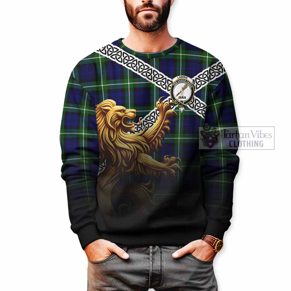 Lammie Crest Tartan Sweatshirt with Golden Lion Emblem Celtic Style - Tartan Vibes Clothing