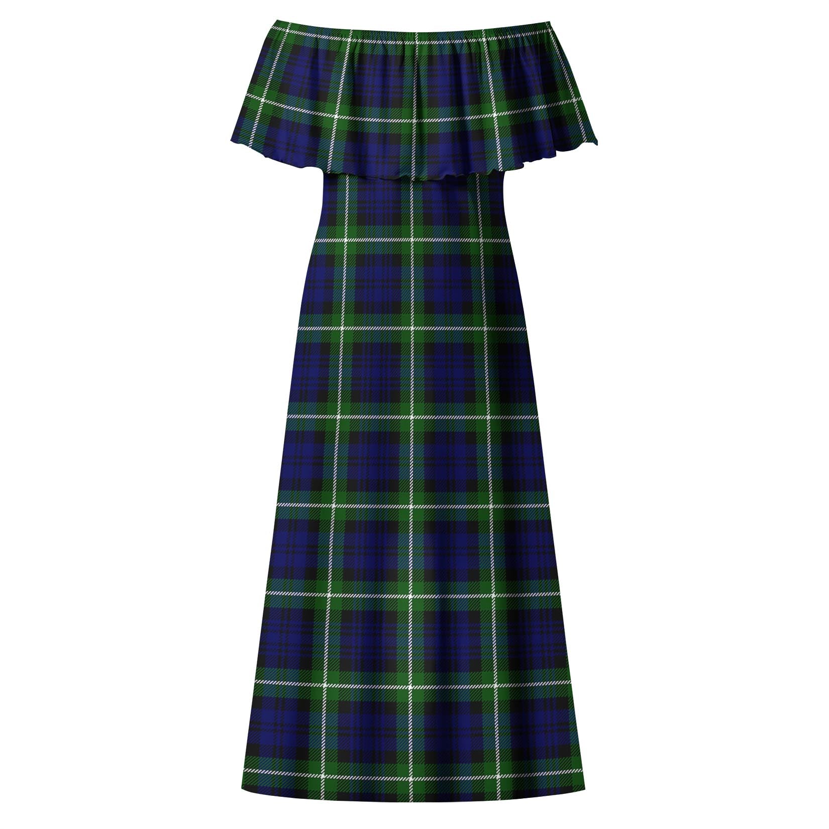 Lammie Tartan Off Shoulder Long Dress - Tartanvibesclothing