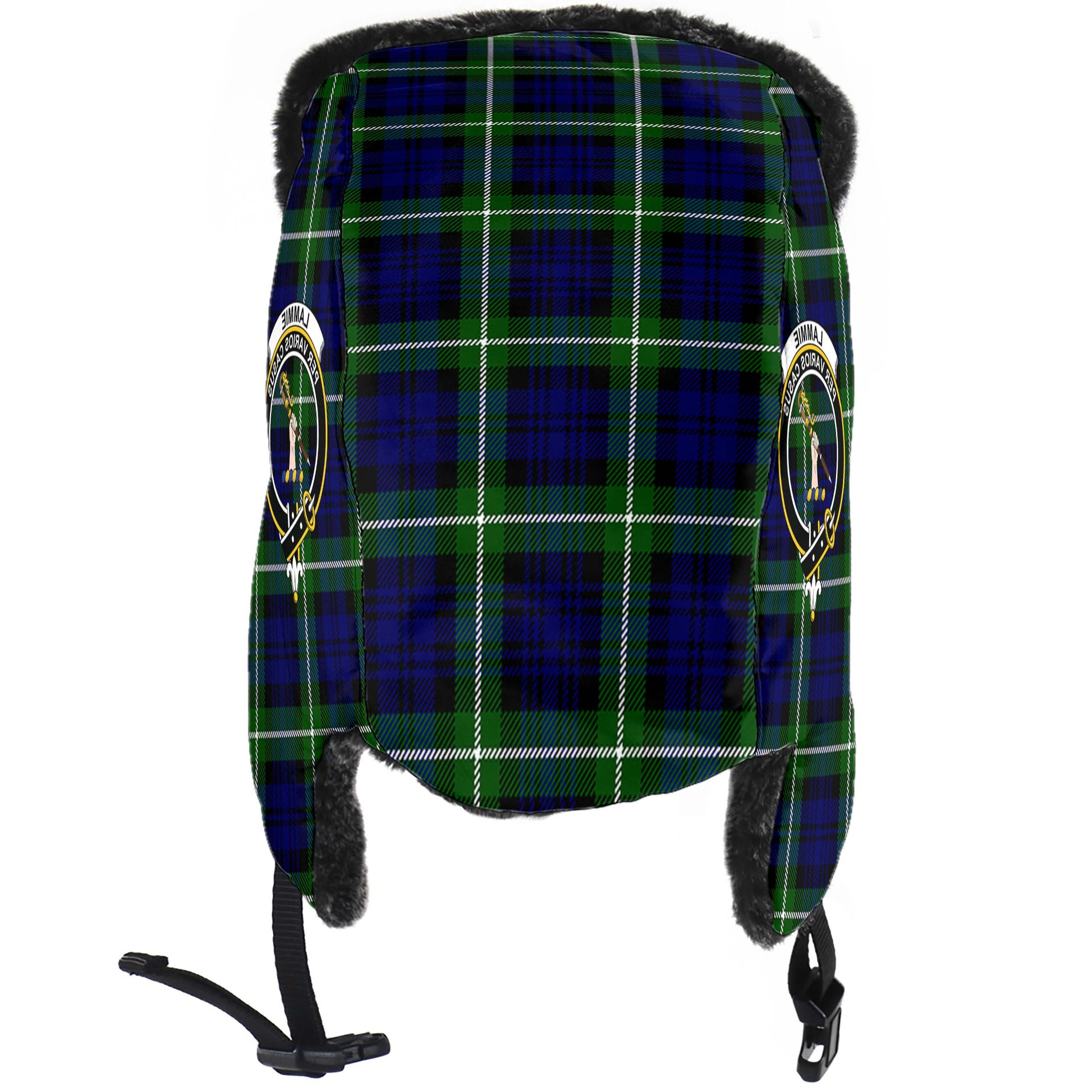 Lammie Tartan Winter Trapper Hat with Family Crest - Tartanvibesclothing