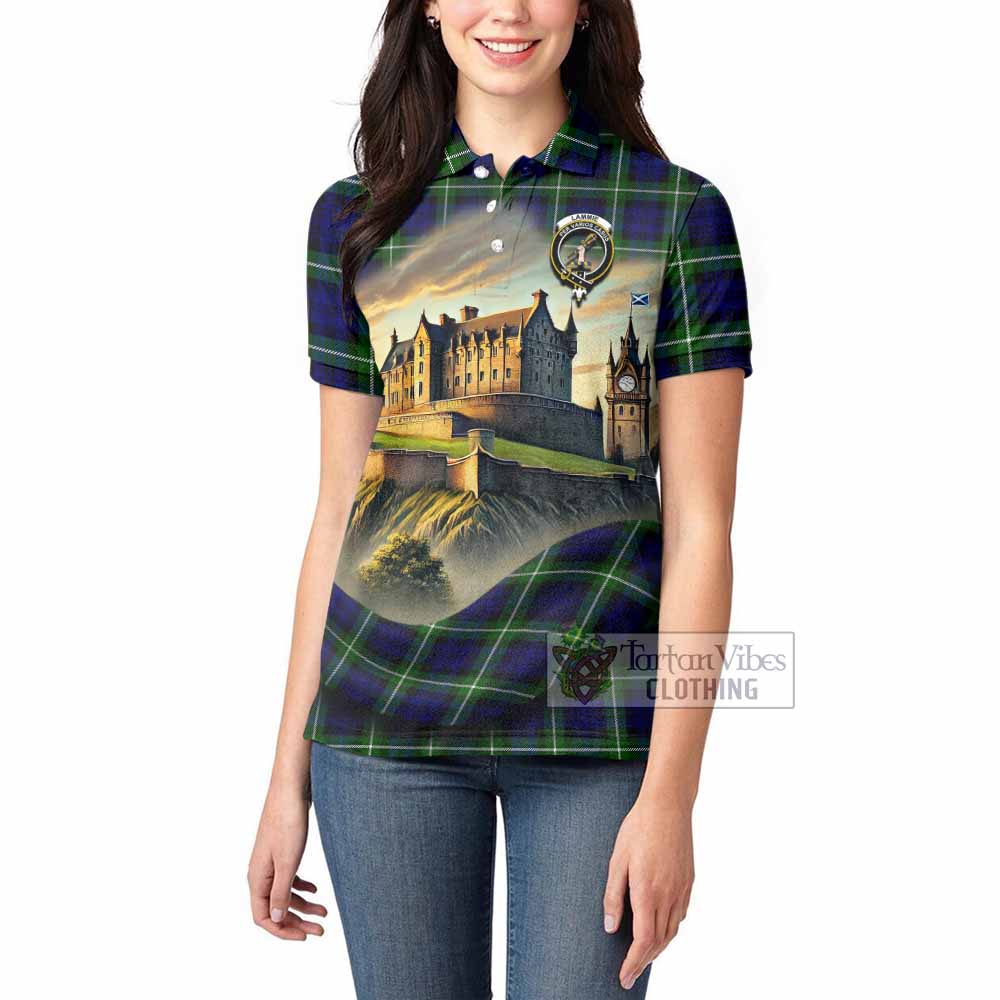 Lammie Tartan Family Crest Women's Polo Shirt with Scottish Ancient Castle Style - Tartan Vibes Clothing