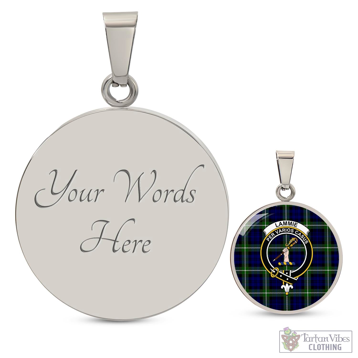 Tartan Vibes Clothing Lammie Tartan Circle Necklace with Family Crest