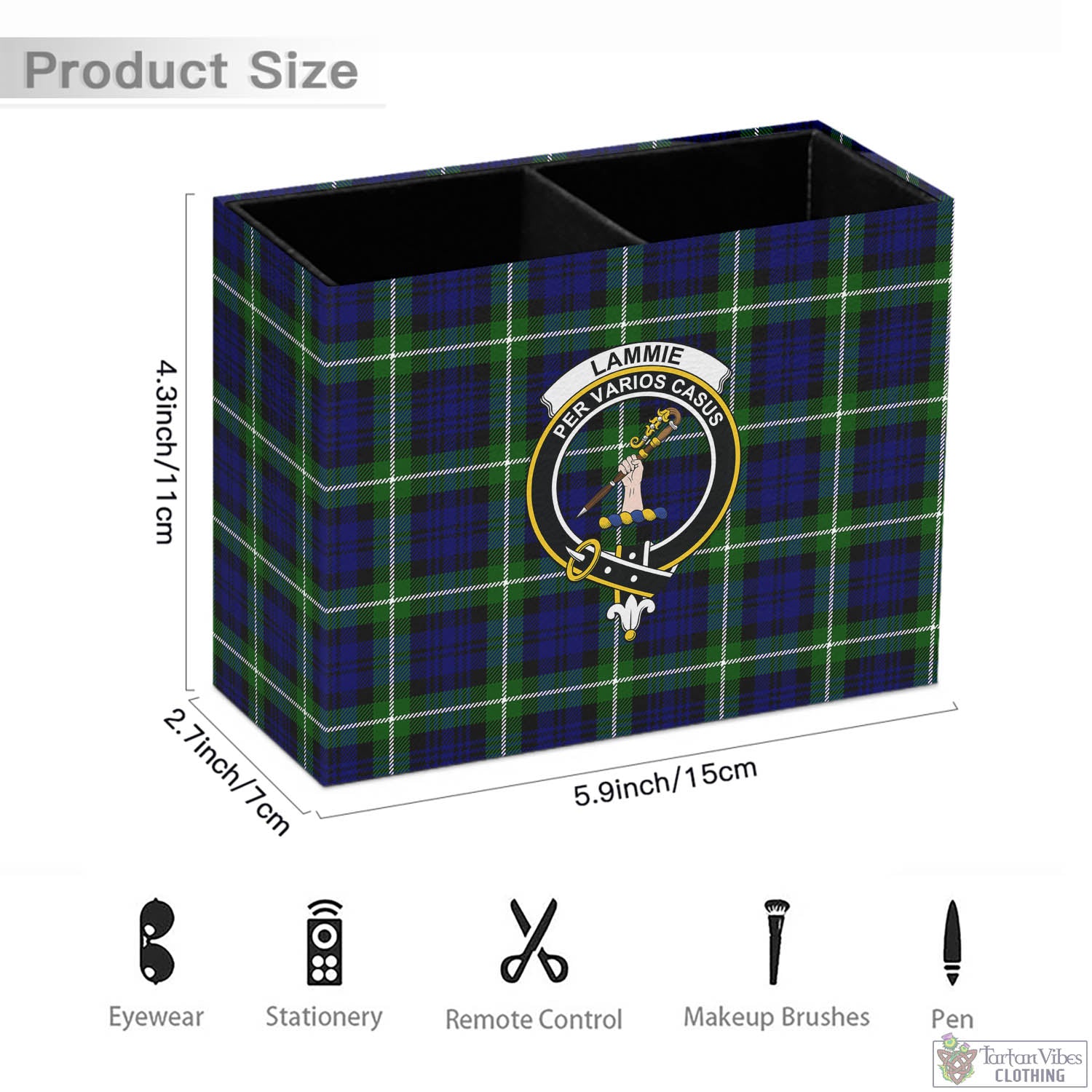 Tartan Vibes Clothing Lammie Tartan Pen Holder with Family Crest