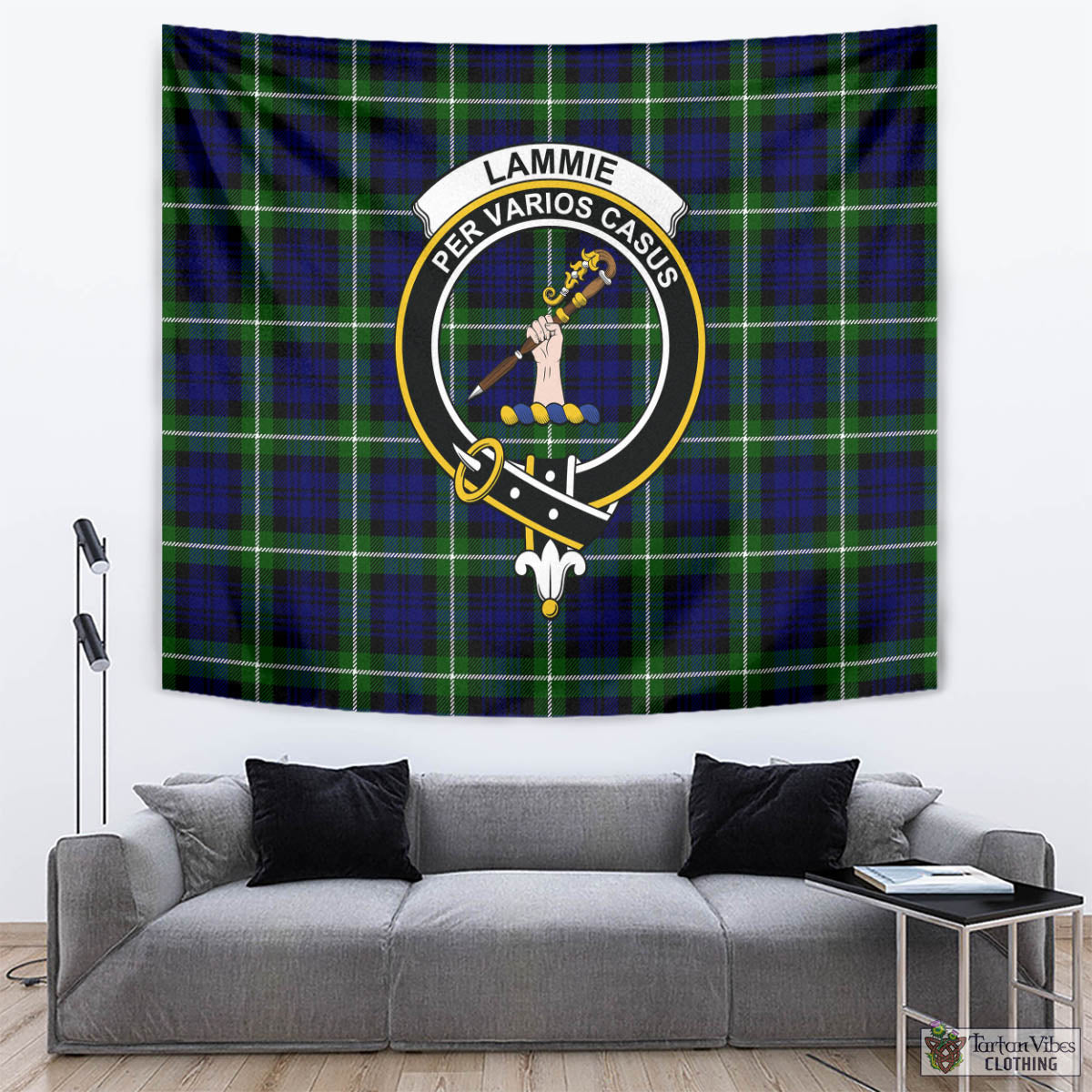 Tartan Vibes Clothing Lammie Tartan Tapestry Wall Hanging and Home Decor for Room with Family Crest