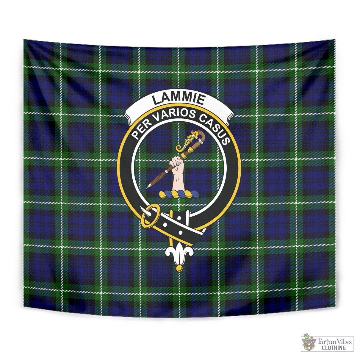 Tartan Vibes Clothing Lammie Tartan Tapestry Wall Hanging and Home Decor for Room with Family Crest