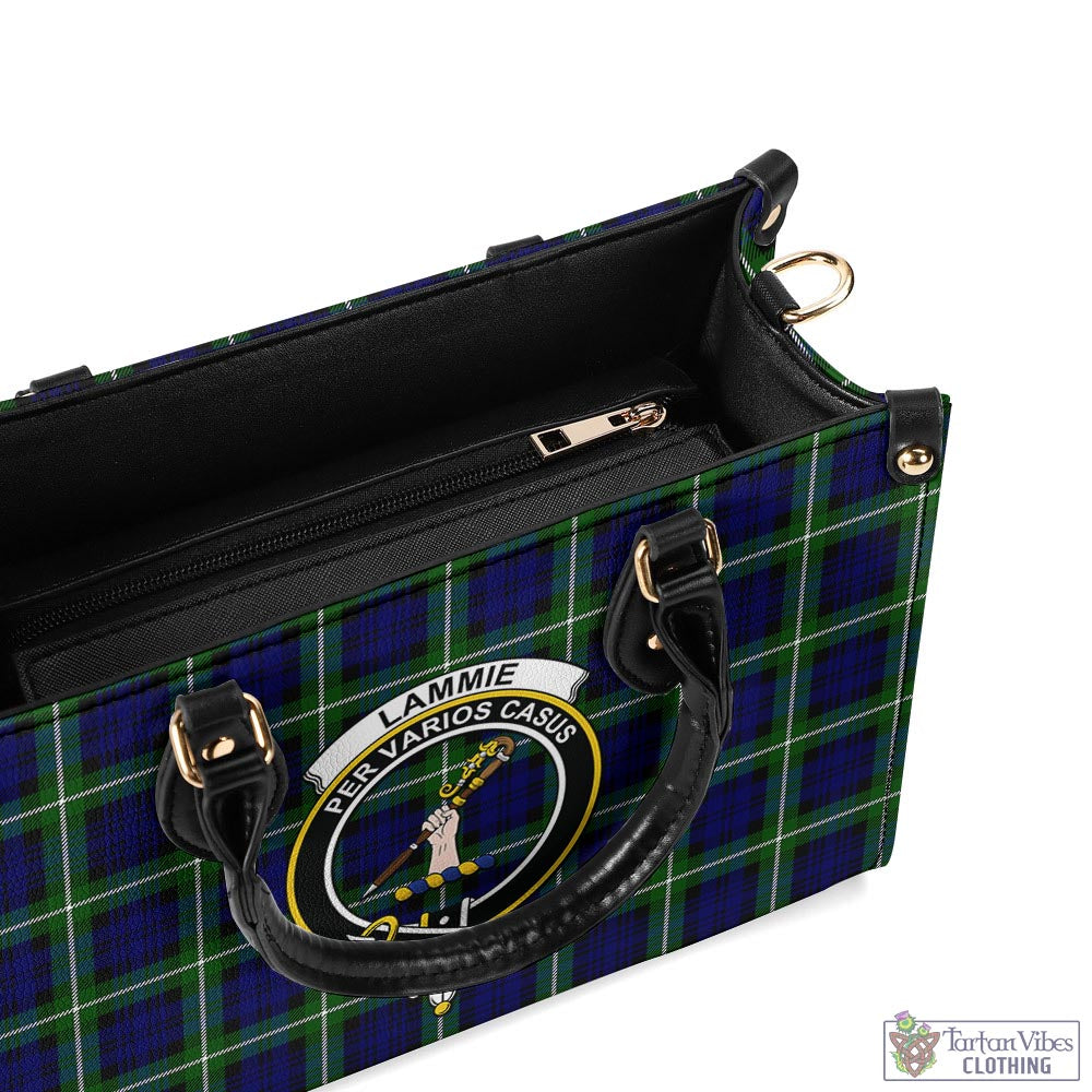 Tartan Vibes Clothing Lammie Tartan Luxury Leather Handbags with Family Crest