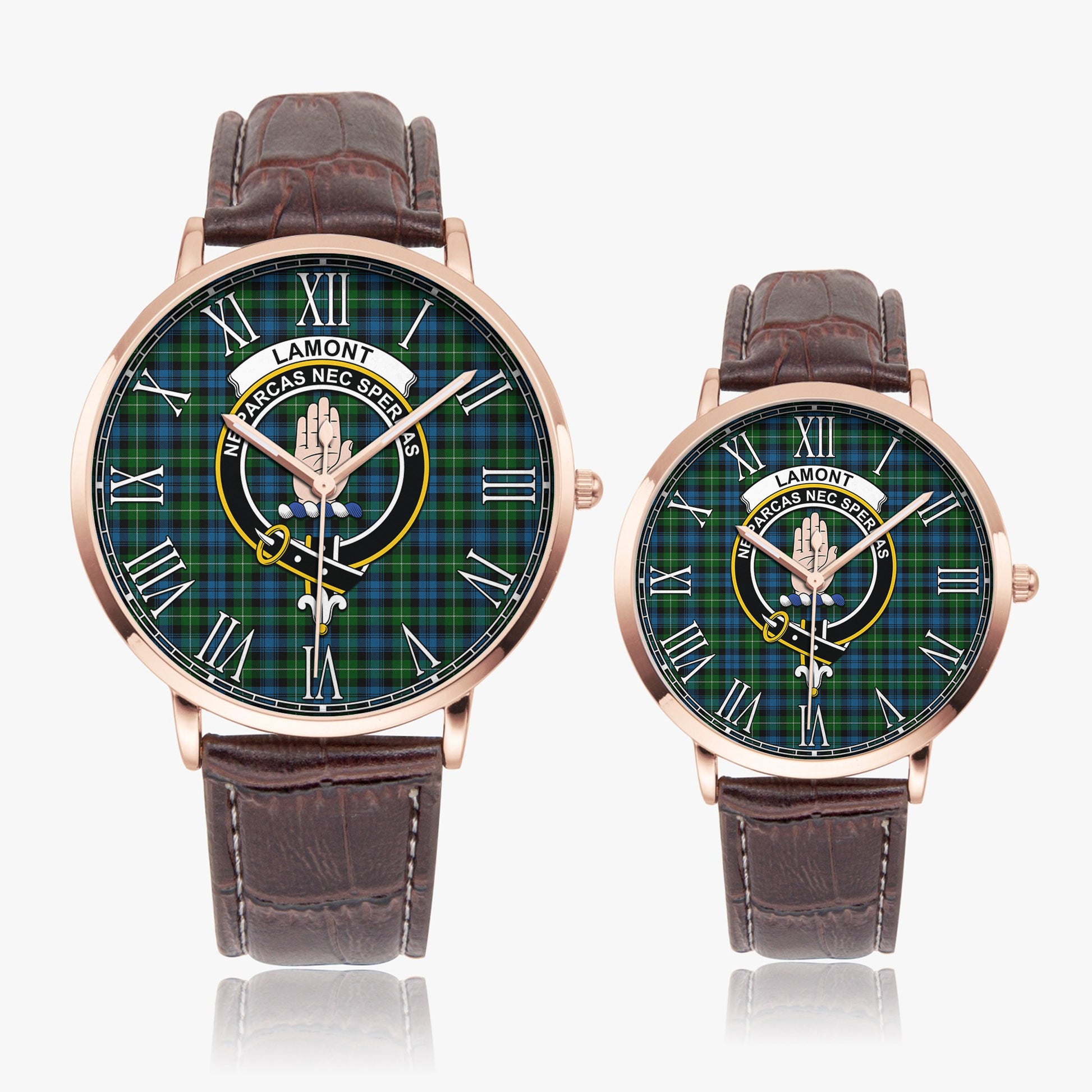 Lamont Tartan Family Crest Leather Strap Quartz Watch - Tartanvibesclothing