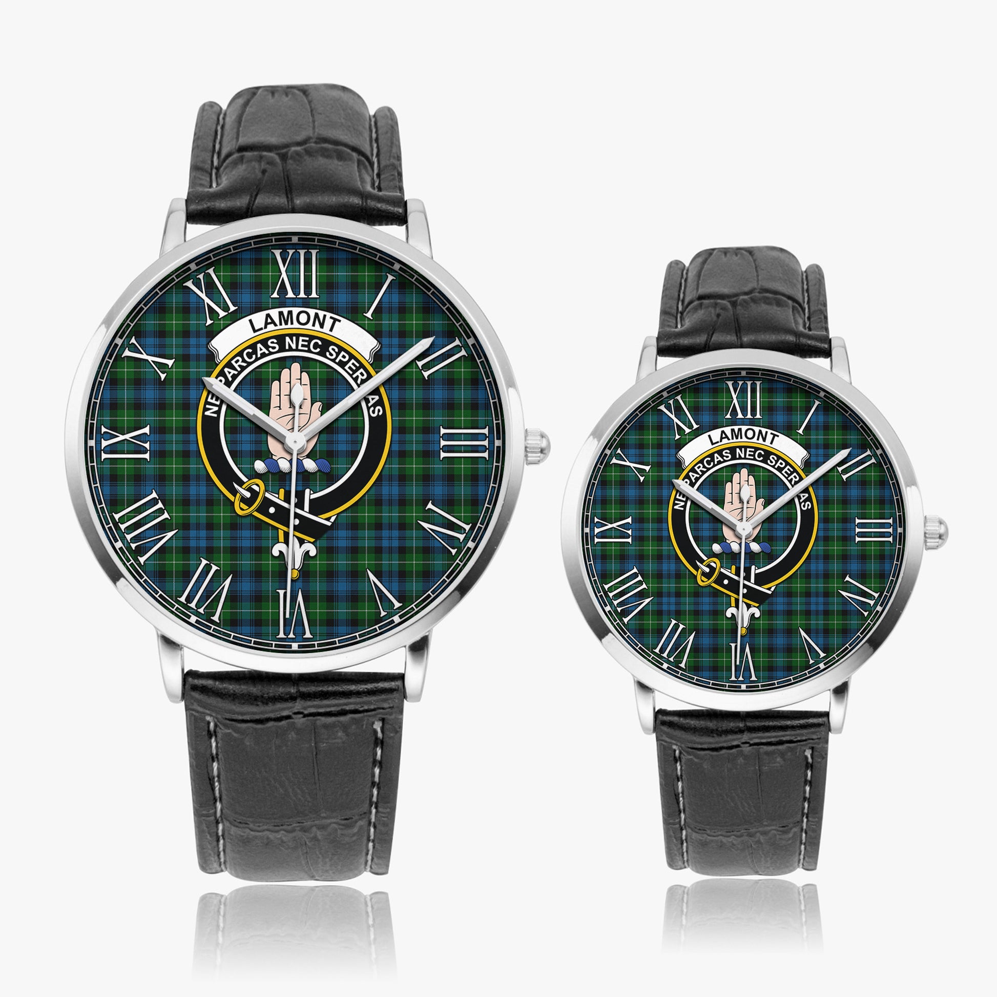 Lamont Tartan Family Crest Leather Strap Quartz Watch - Tartanvibesclothing