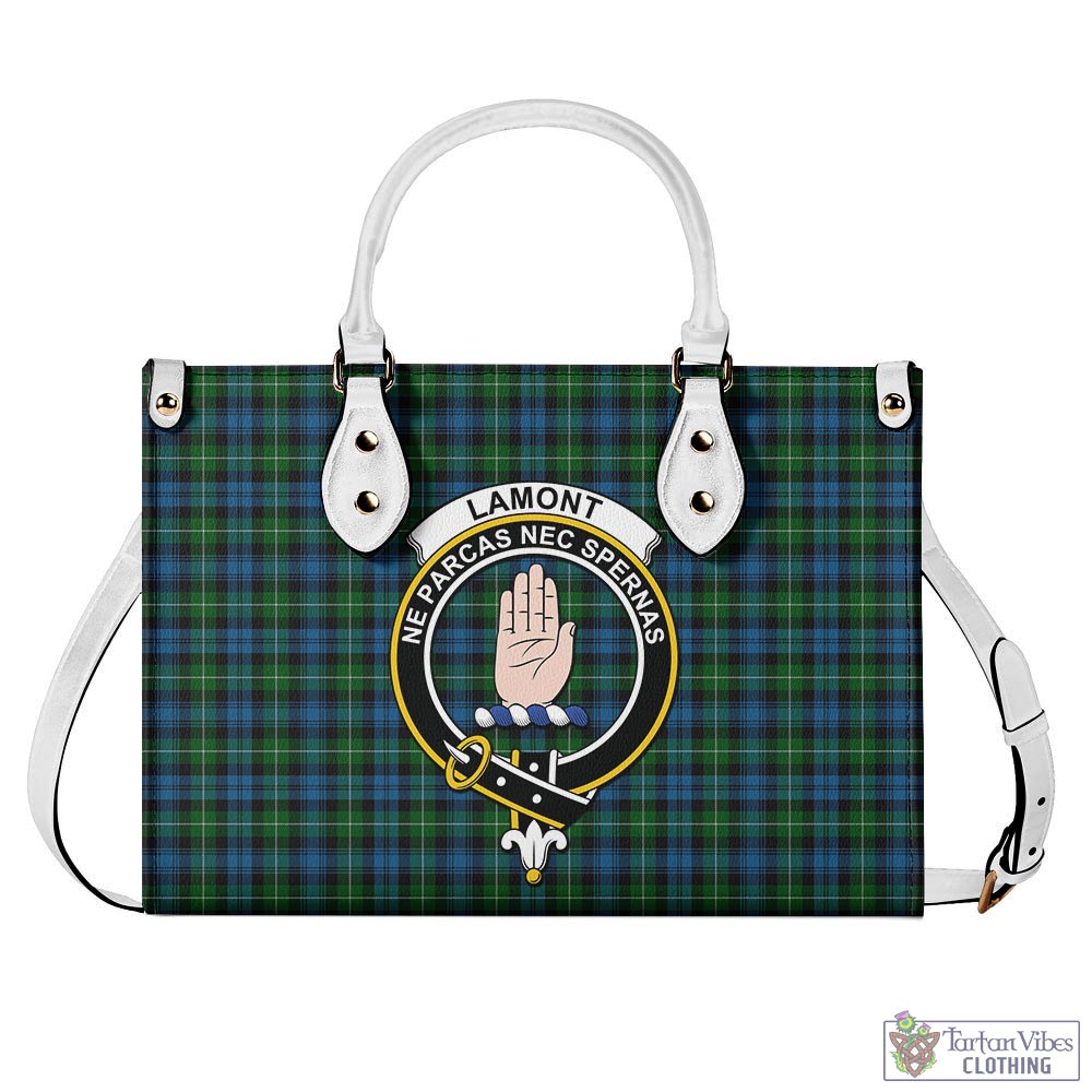 Tartan Vibes Clothing Lamont Tartan Luxury Leather Handbags with Family Crest