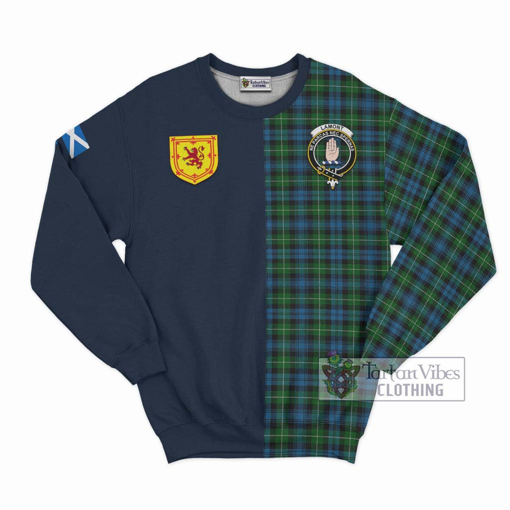 Tartan Vibes Clothing Lamont Tartan Sweatshirt with Scottish Lion Royal Arm Half Style