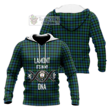 Lamont Tartan Knitted Hoodie with Family Crest DNA In Me Style