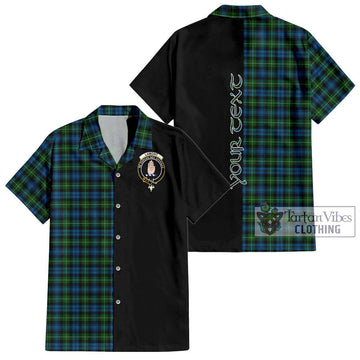 Lamont Tartan Short Sleeve Button Shirt with Family Crest and Half Of Me Style