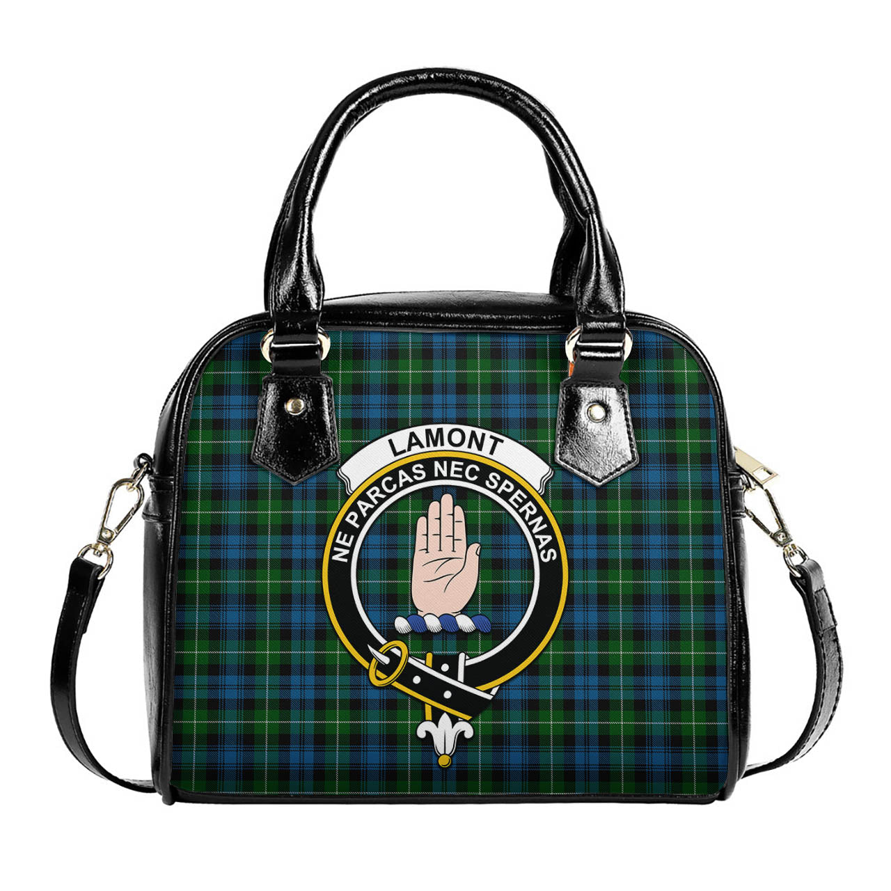 Lamont Tartan Shoulder Handbags with Family Crest One Size 6*25*22 cm - Tartanvibesclothing