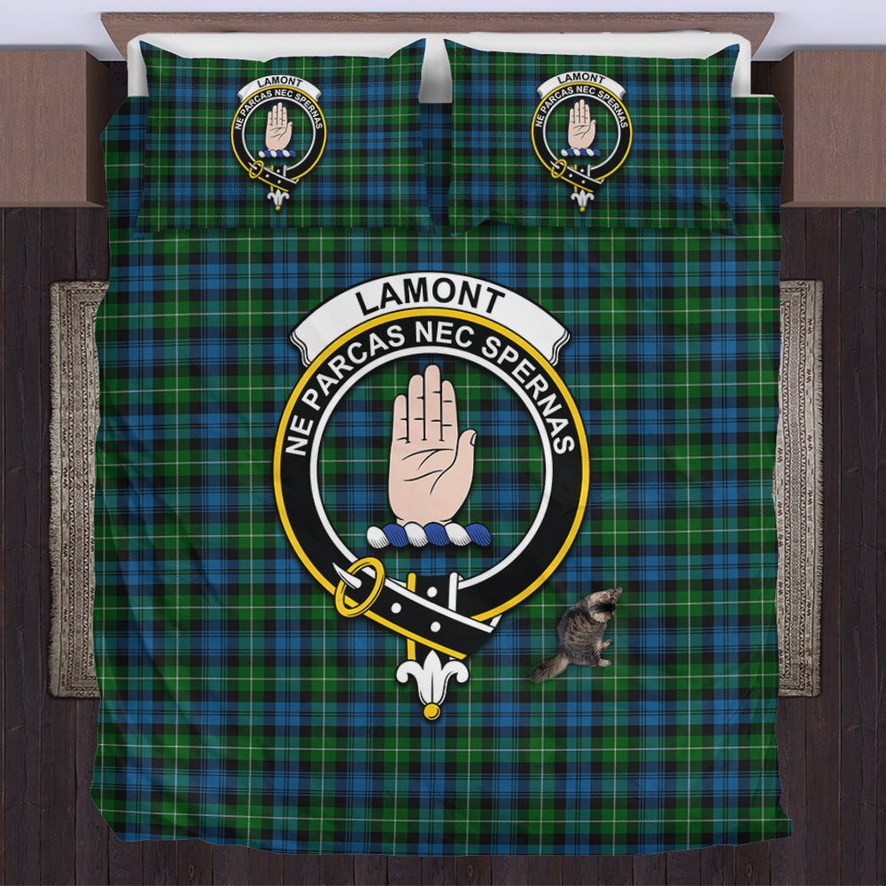 Lamont Tartan Bedding Set with Family Crest US Bedding Set - Tartan Vibes Clothing