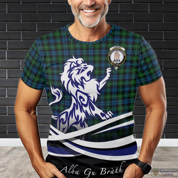 Lamont Tartan T-Shirt with Alba Gu Brath Regal Lion Emblem