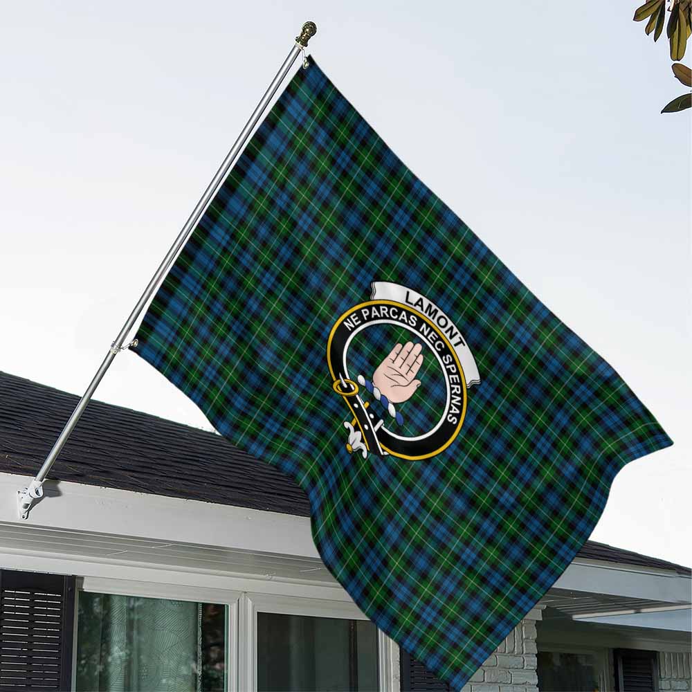 Tartan Vibes Clothing Lamont Tartan House Flag with Family Crest