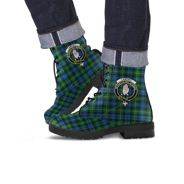 Lamont Tartan Leather Boots with Family Crest