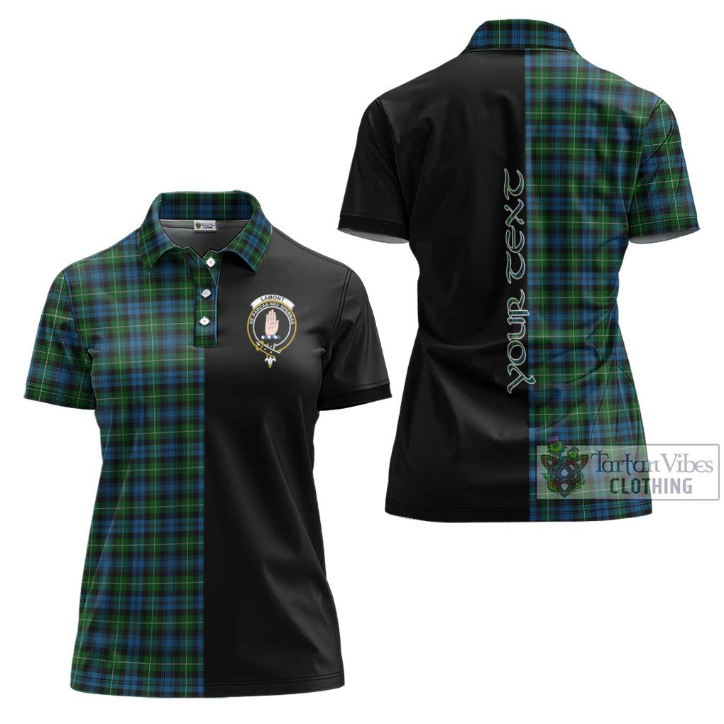 Lamont Tartan Women's Polo Shirt with Family Crest and Half Of Me Style Women - Tartanvibesclothing Shop