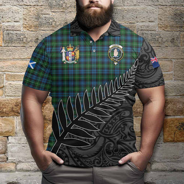 Lamont Crest Tartan Polo Shirt with New Zealand Silver Fern Half Style