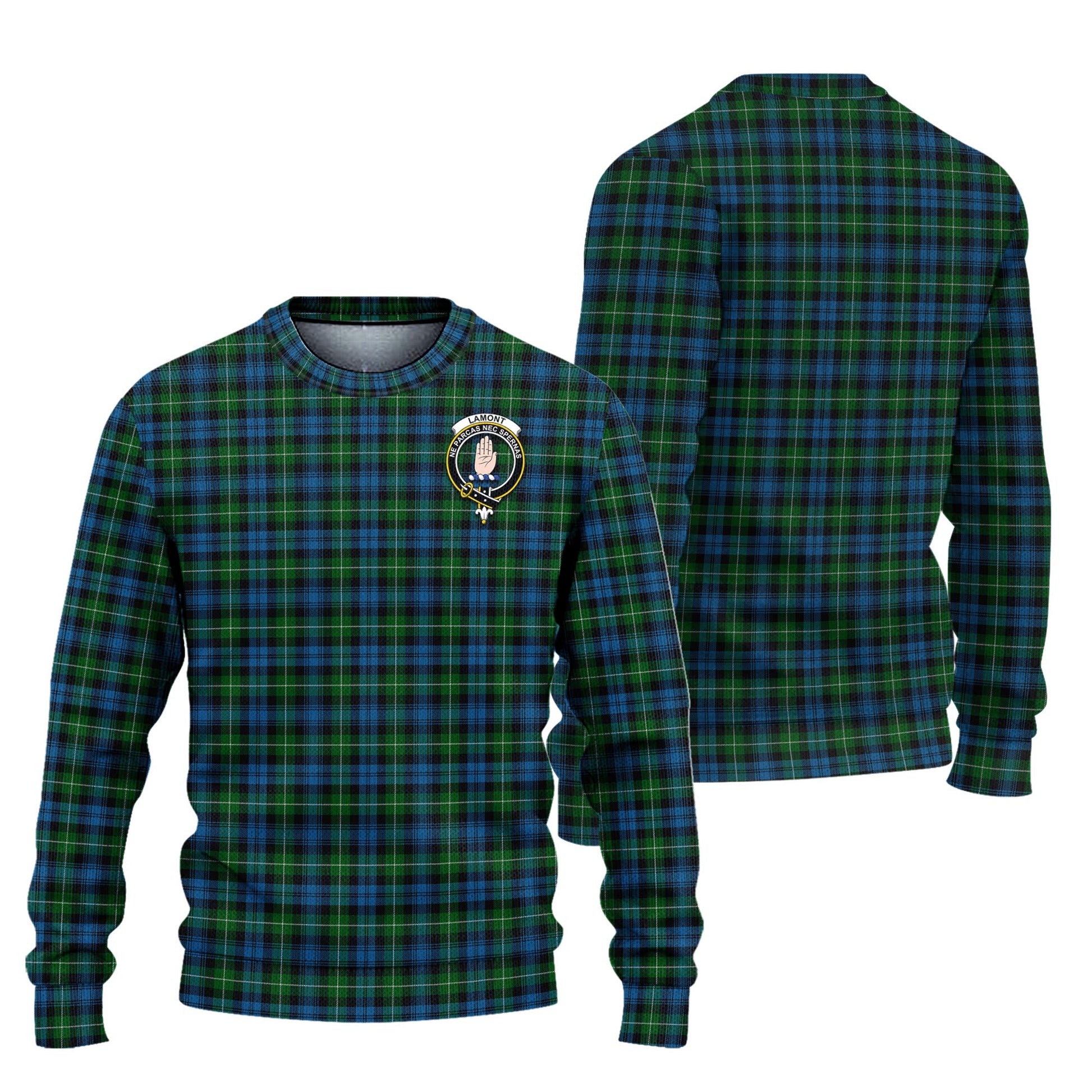 Lamont Tartan Knitted Sweater with Family Crest Unisex - Tartanvibesclothing