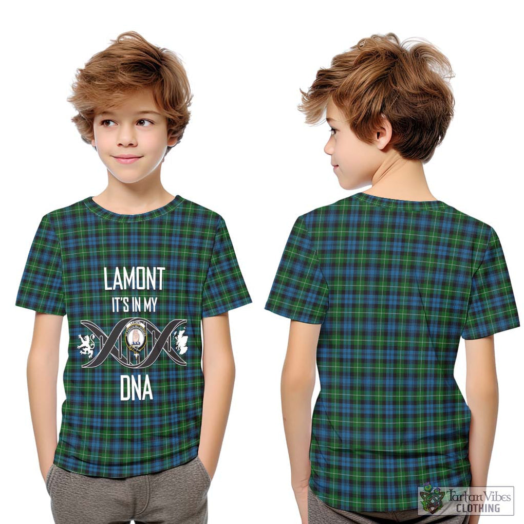 Lamont Tartan Kid T-Shirt with Family Crest DNA In Me Style Youth XL Size14 - Tartanvibesclothing Shop