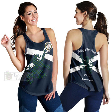 Lamont Tartan Lion Rampant Women's Racerback Tanks  Proudly Display Your Heritage with Alba Gu Brath and Clan Name